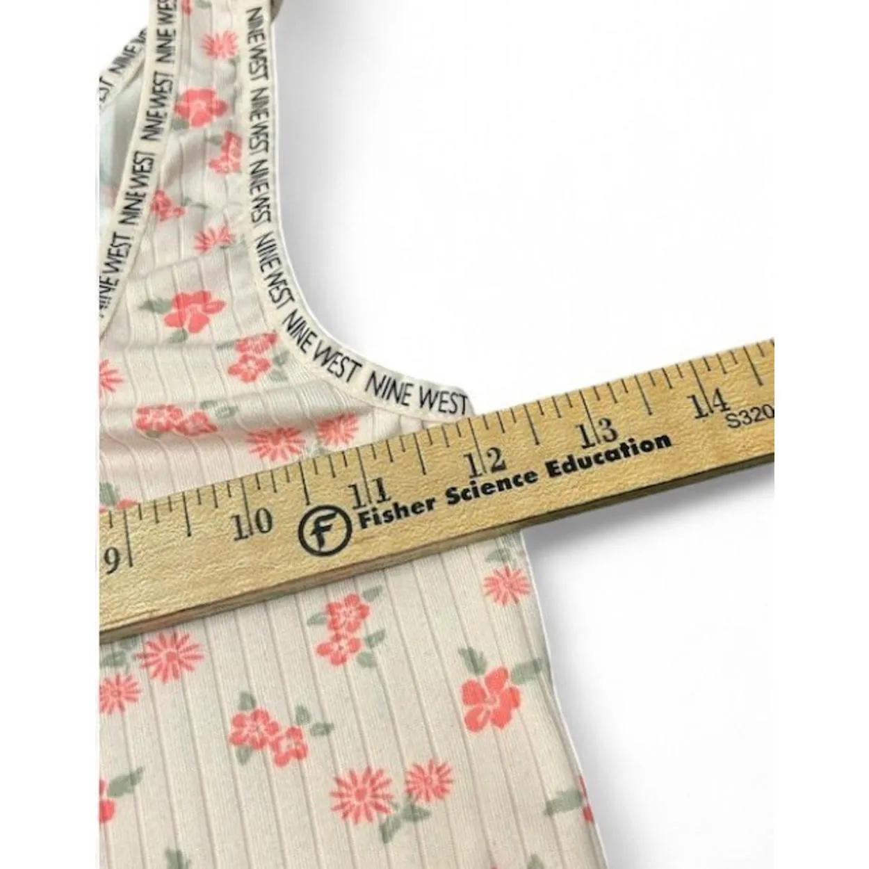 Nine West Women's Ribbed Light Pink Sleep Tank M‎ Floral Dainty Coquette - Image 8