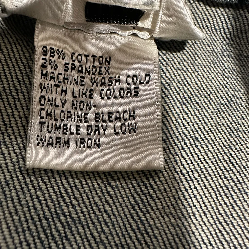 Talbots Petite Womens Sz: 18W Stretch Denim Jean Jacket Frayed Hem Front Pocket. - Image 7