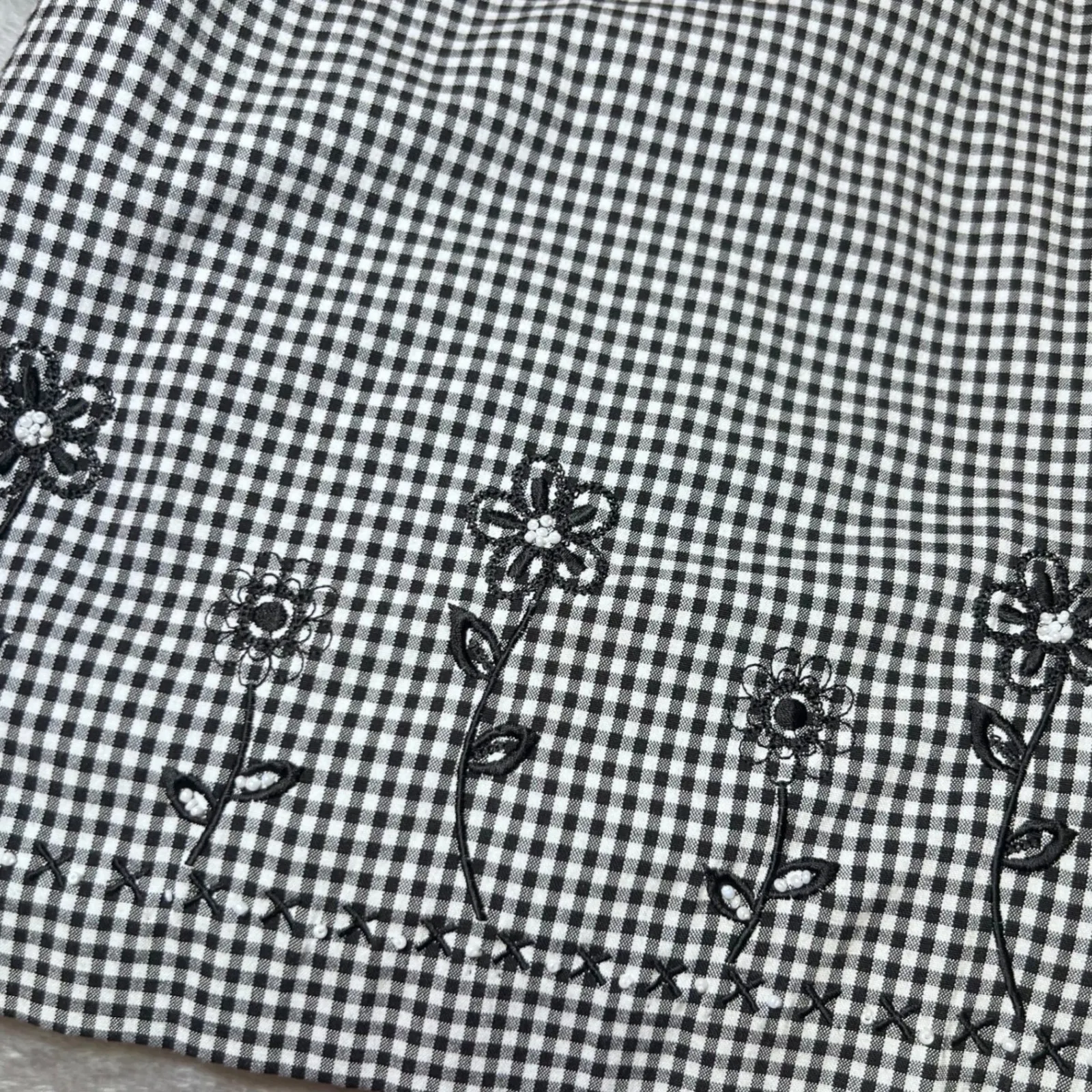 Alfred Dunner Floral Embroidered Button Up Shirt Under Shirt Womens 12 Gingham - Image 12