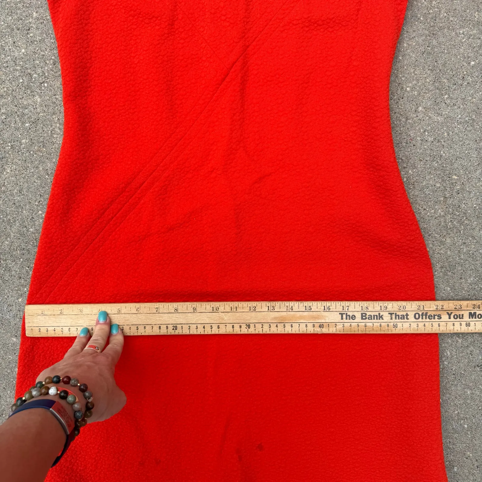 VTG 60s 70s Fashionmaker Orange Double Knit Polyester Textured Sheath Dress Size L - Image 9