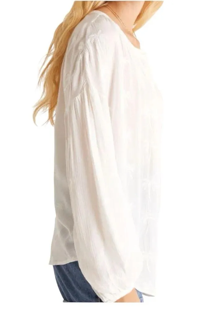 NEW Z Supply Lightweight Palm Tree Design Button Front White Blouse Size M - Image 2