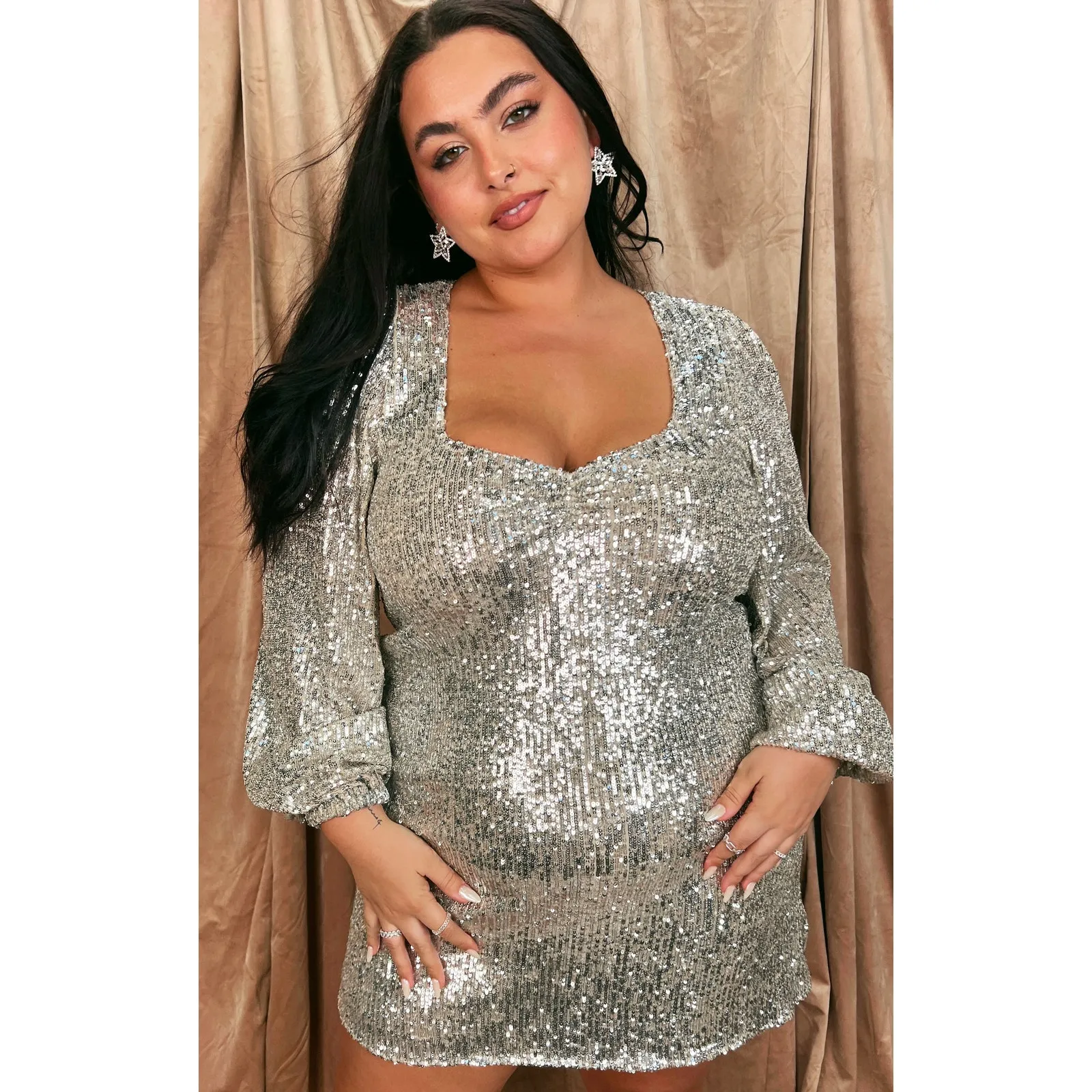 Show Me Your Mumu Aniston Mini Dress in Platinum Sequins XS NWT - Image 2