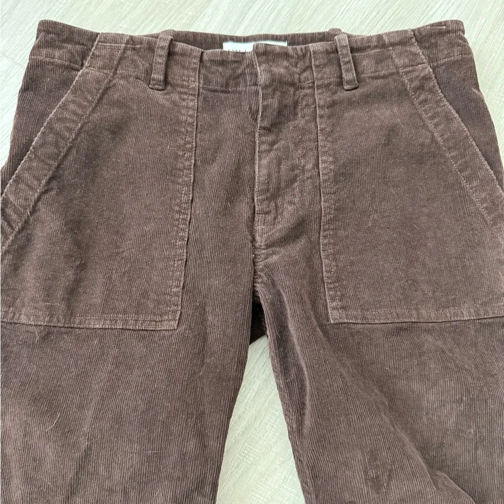 Nili Lotan Jenna Cropped Corduroy Patch Pocket Pants | Chocolate Brown | 0 - Image 7