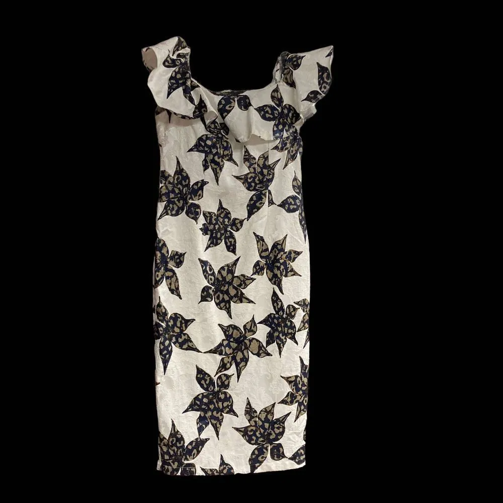 L’ATISTE Women’s Floral Dress Size Small Blue Gold White‎ - Image 2