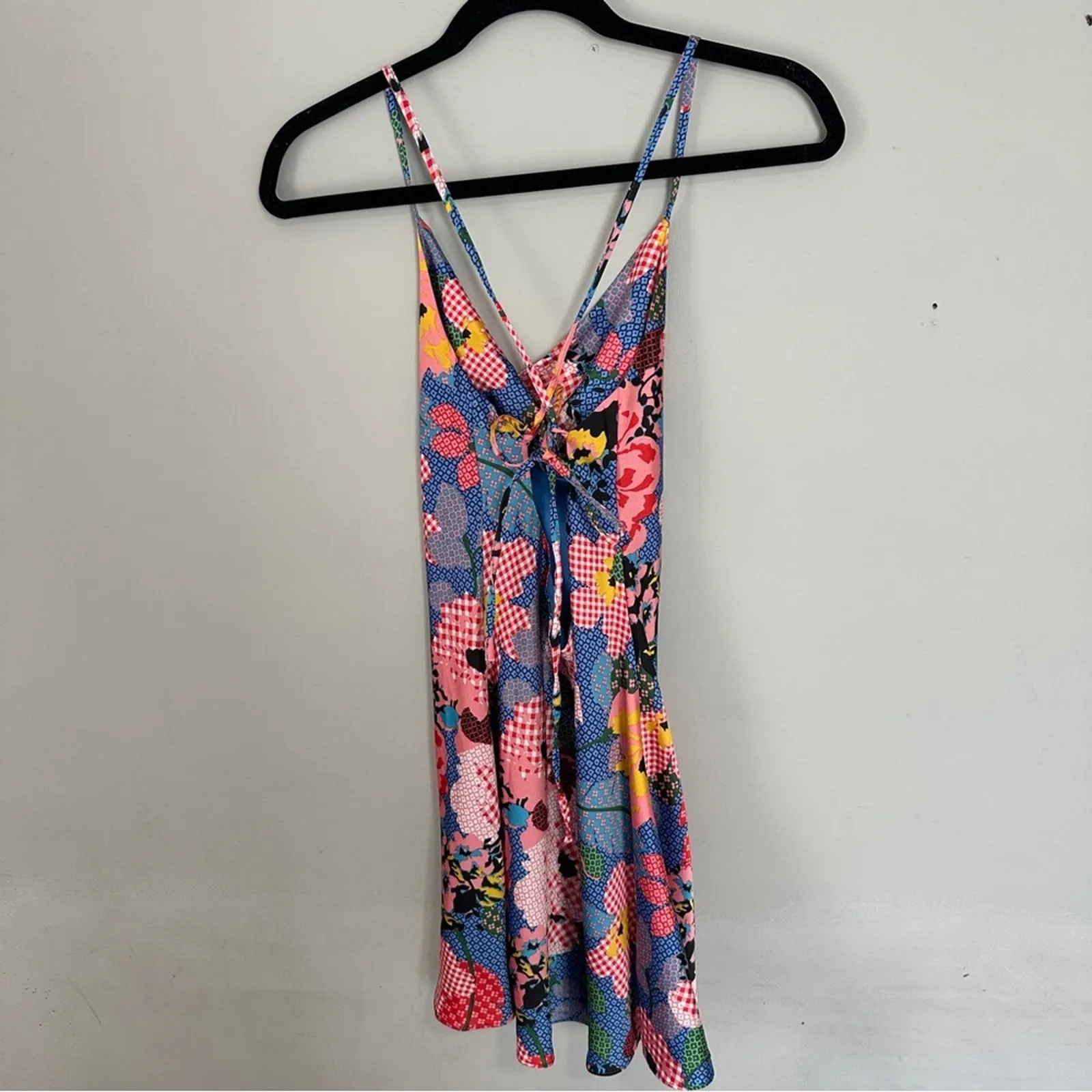 Princess Polly Greta Floral Mini Dress Satin Patchwork 2 XS - Image 9