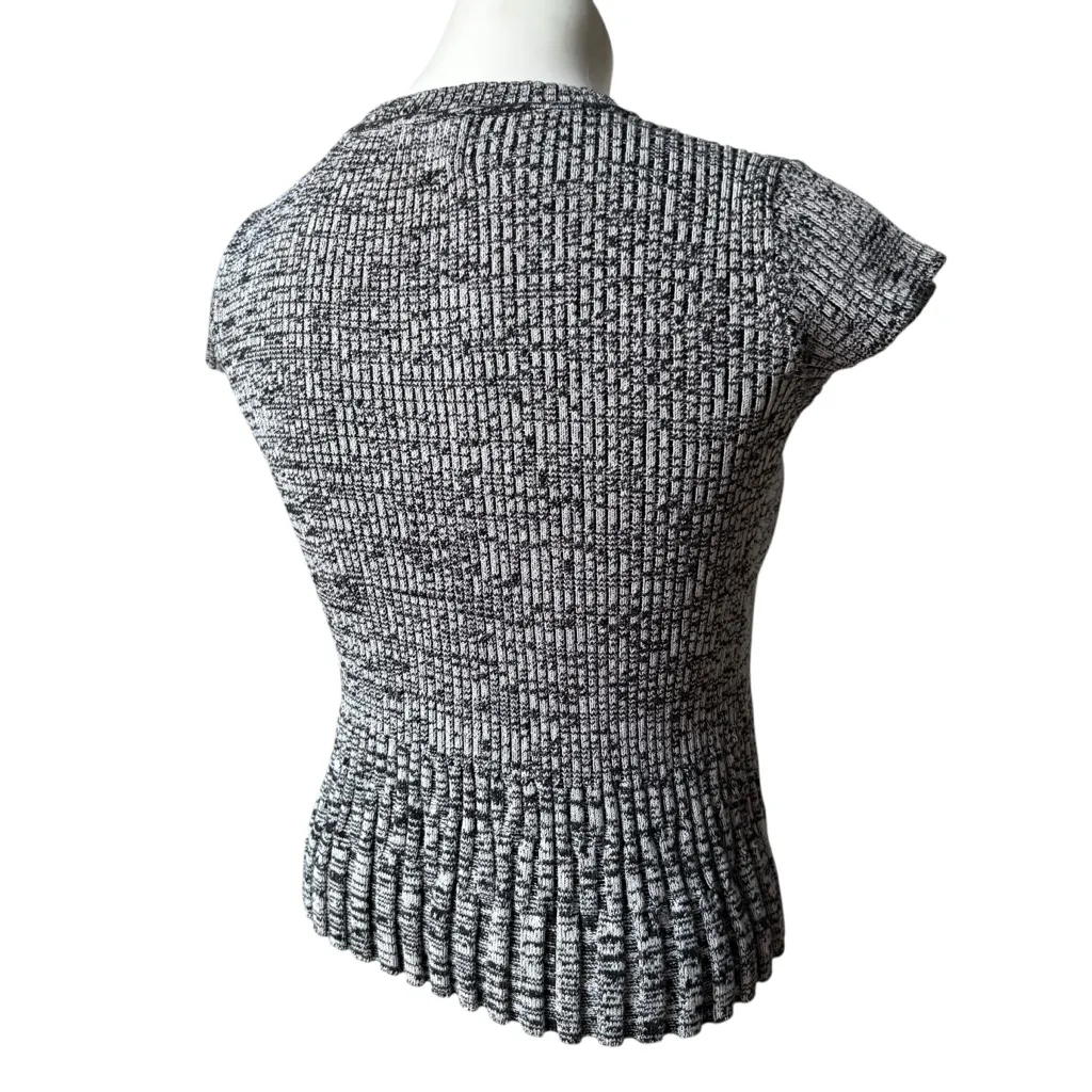 Rachel Comey Blkack & Gray Knit Cap Sleeve Ribbed Crop Top - Image 4