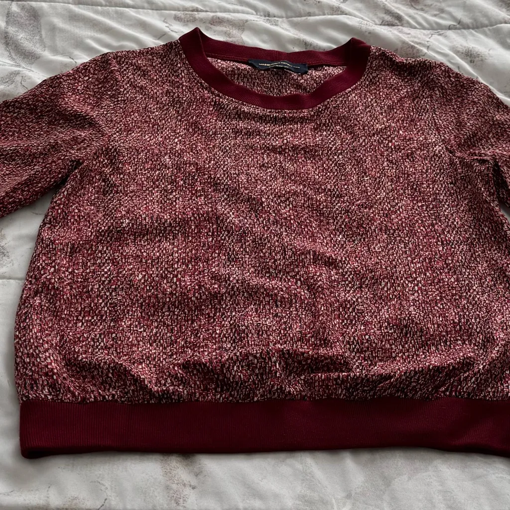 Vanessa Seward Burgundy 100% silk marled long sleeve crewneck Sweater, size 36 Red - Image 10