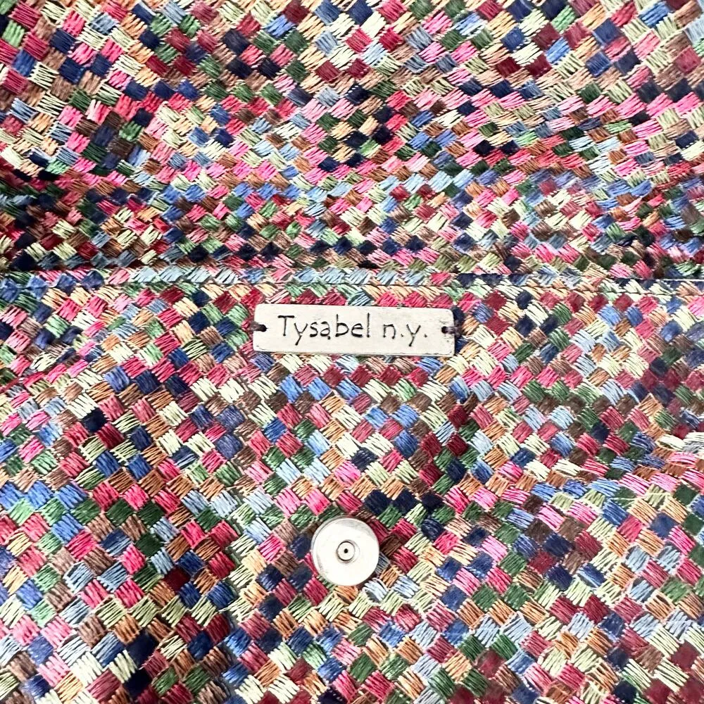 Tysabel NY Fabric Multicolored Quilted Woven Top Flap Y2K Shoulder Bag Vintage - Image 8