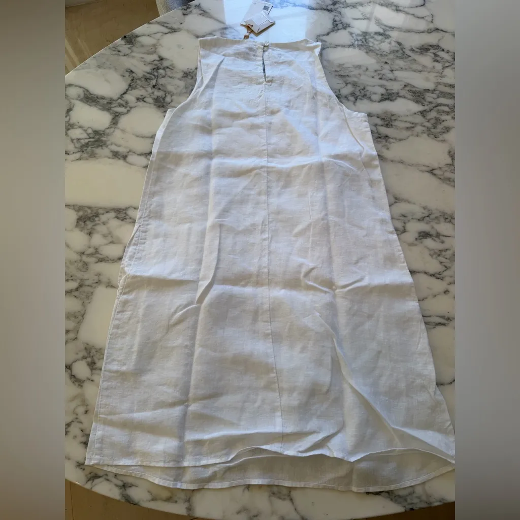 NWT Quince women's 100% european linen tank mini Dress Sleeveless White Sz XS - Image 8
