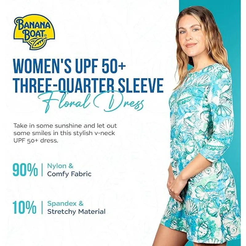 Banana Boat UPF 50+ Women's Three Quarter Tank Floral Dress Size XXL NWT Blue - Image 8