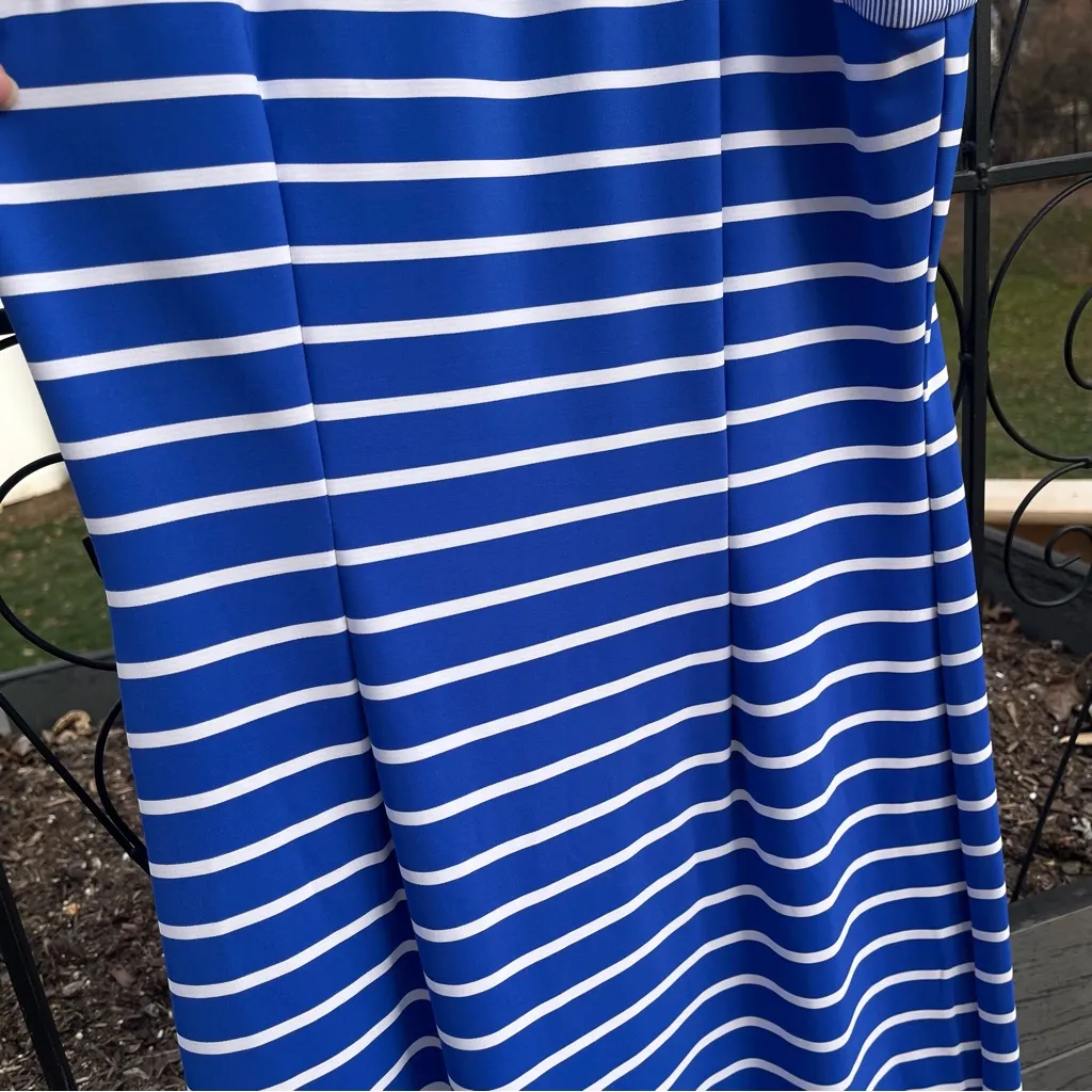 J. McLaughlin Women’s Blue & White Striped Stretch Sleeveless Maxi Dress Size S - Image 6