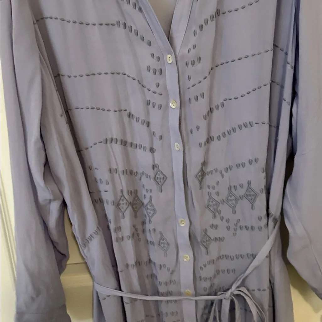 SOFT SURROUNDINGS 2X Lavender Button-Up Dress with Embroidered Detail. - Image 8