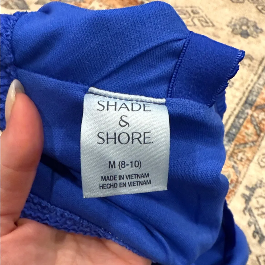 Shade & Shore Vibrant Blue Textured Swimsuit size medium 8/10 - Image 6
