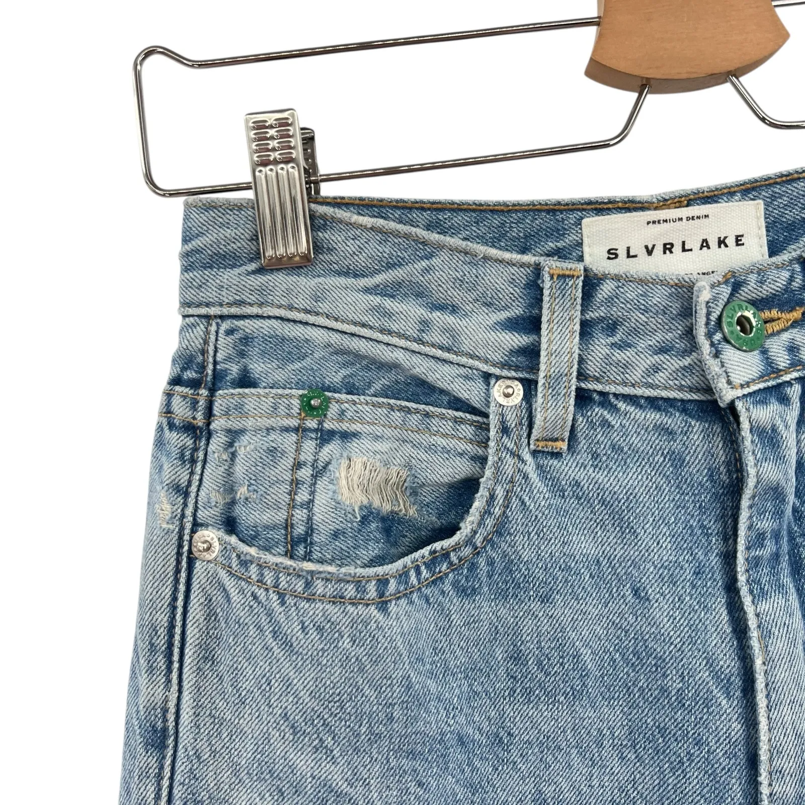 Slvrlake Beatnik Jeans Yellowstone Wash Cotton Hemp Blue Size 24 - Image 7