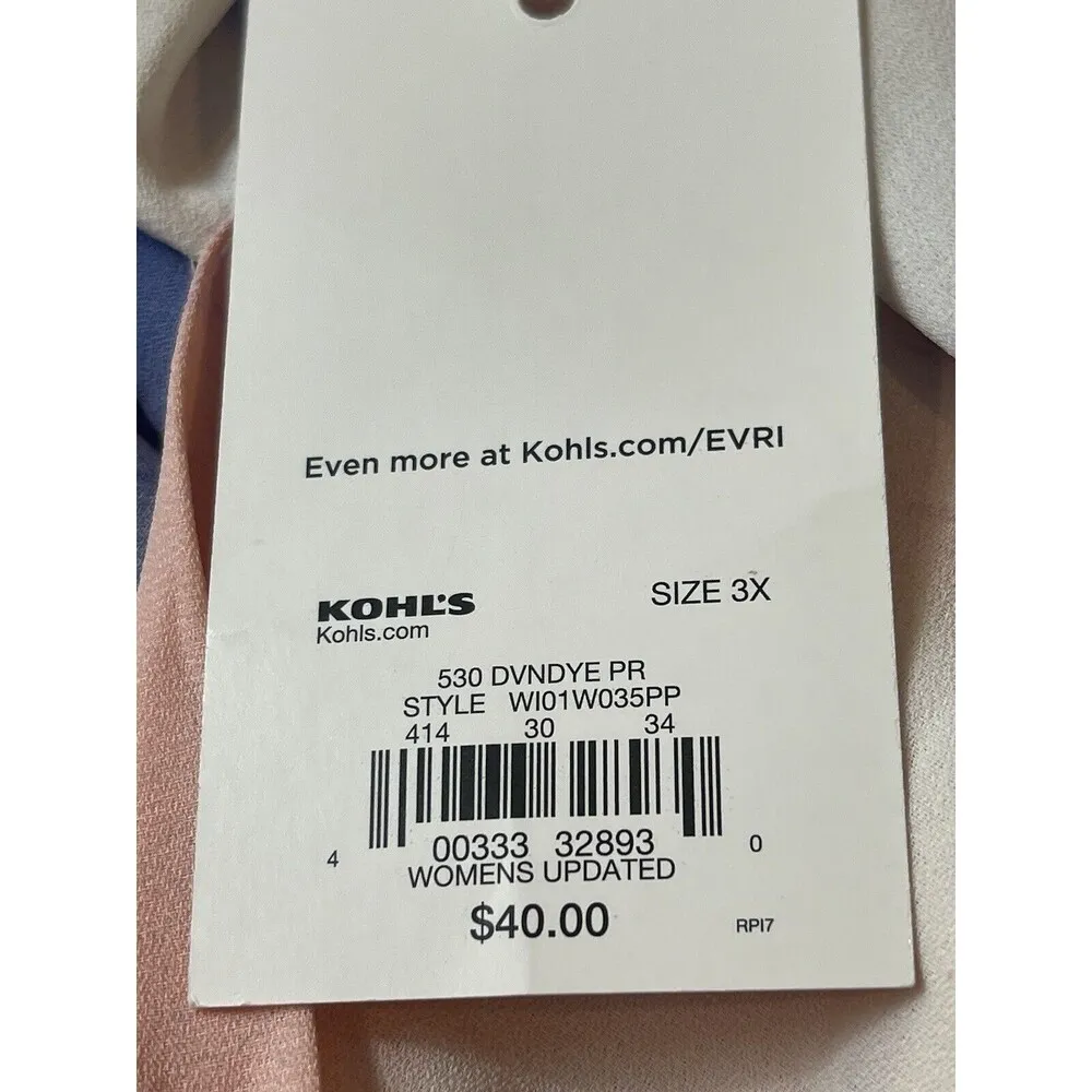 Evri Long Sleeve Semi Sheer Pink Blue Paint Look Tie Waist V - Image 8