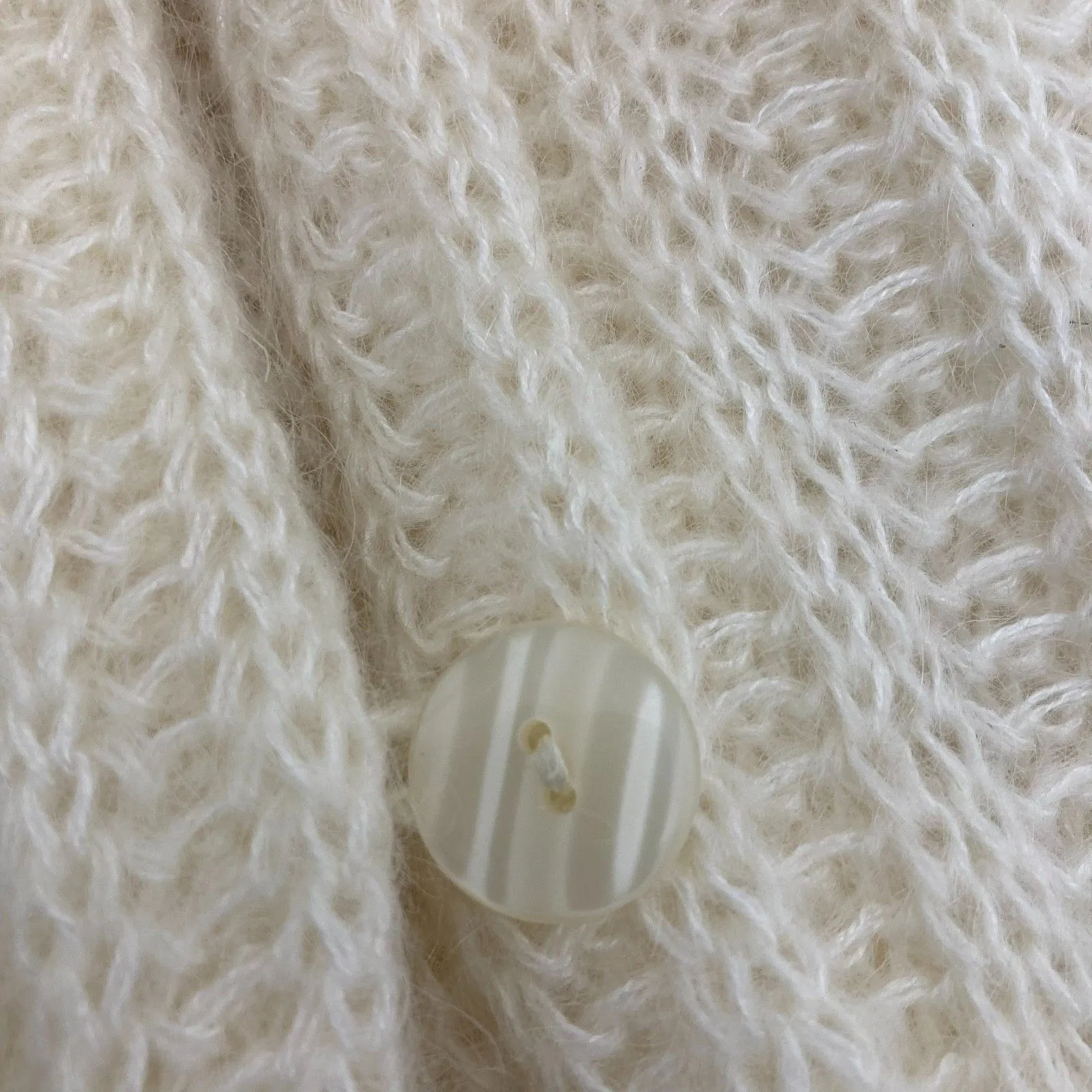 Express Tricot Vintage Mohair Cardigan Cream Fuzzy Knit Hong Kong 90s M Size M - Image 7