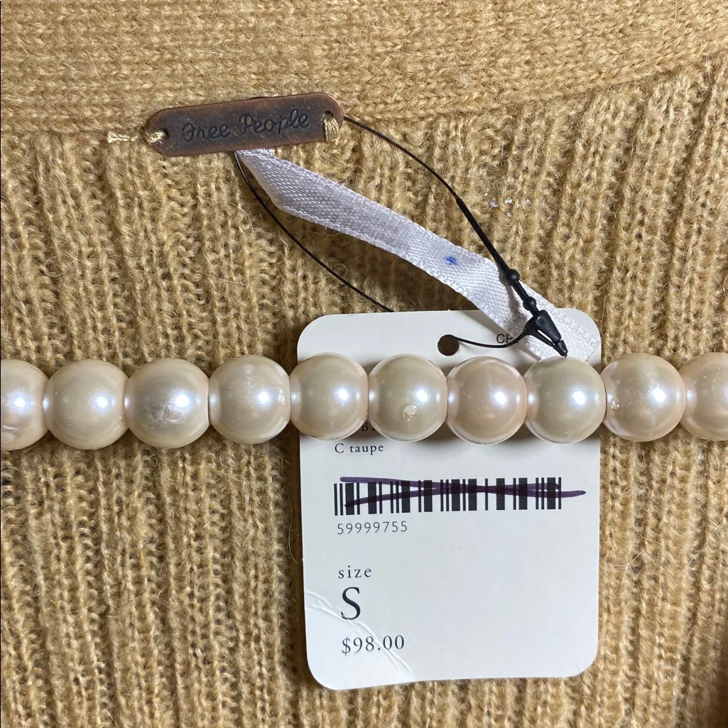 FREE PEOPLE MIMOSA RIBBED CARDIGAN SWEATER-OATMEAL - Image 5