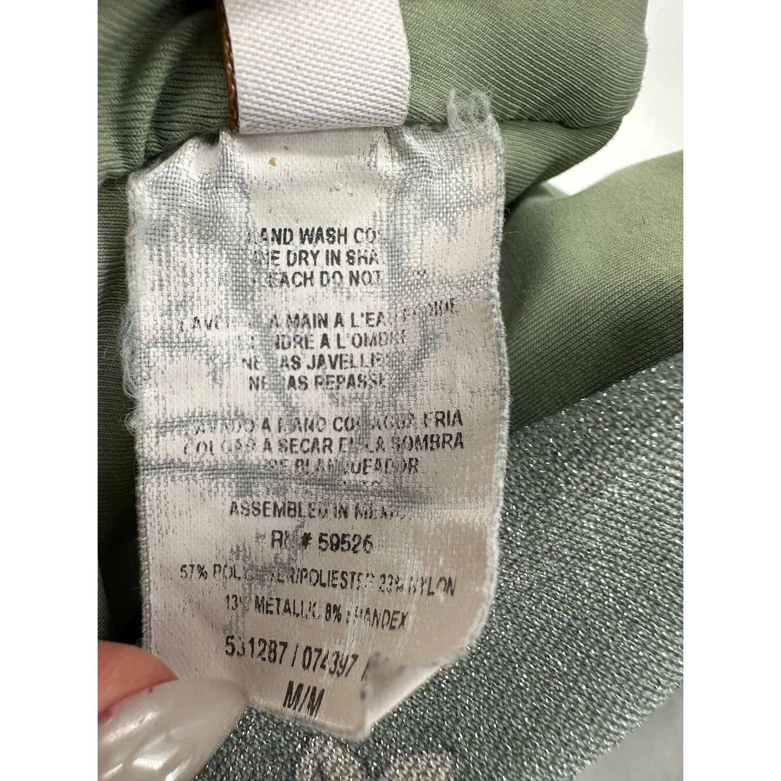 Becca Womens Green Floral Deep V Neck One Piece Bathing Suit Swim Size M Ruched - Image 7