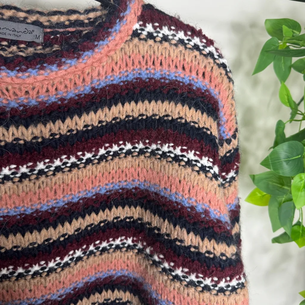 Anthropologie Elsamanda Striped Chunky Knit Alpaca Wool Blend Sweater M Medium - Image 8