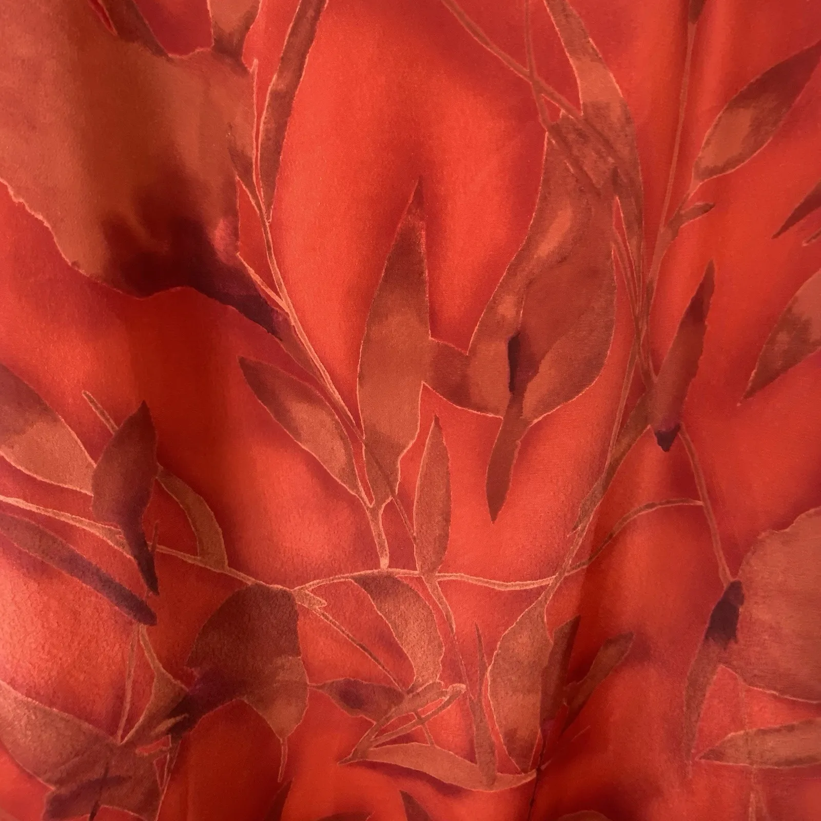 VTG Norton McNaughton Large Maxi Dress  90s Y2K Floral V-Neck Red Tropical Flowy - Image 11