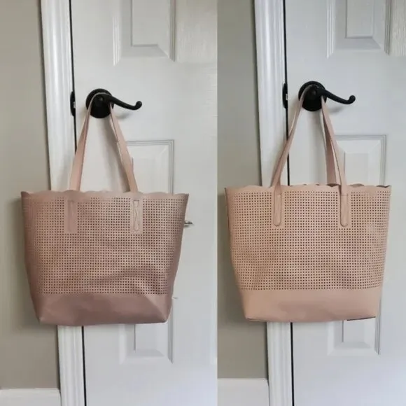 Neiman Marcus Scalloped Top Perforated Reversible Tote - Image 2