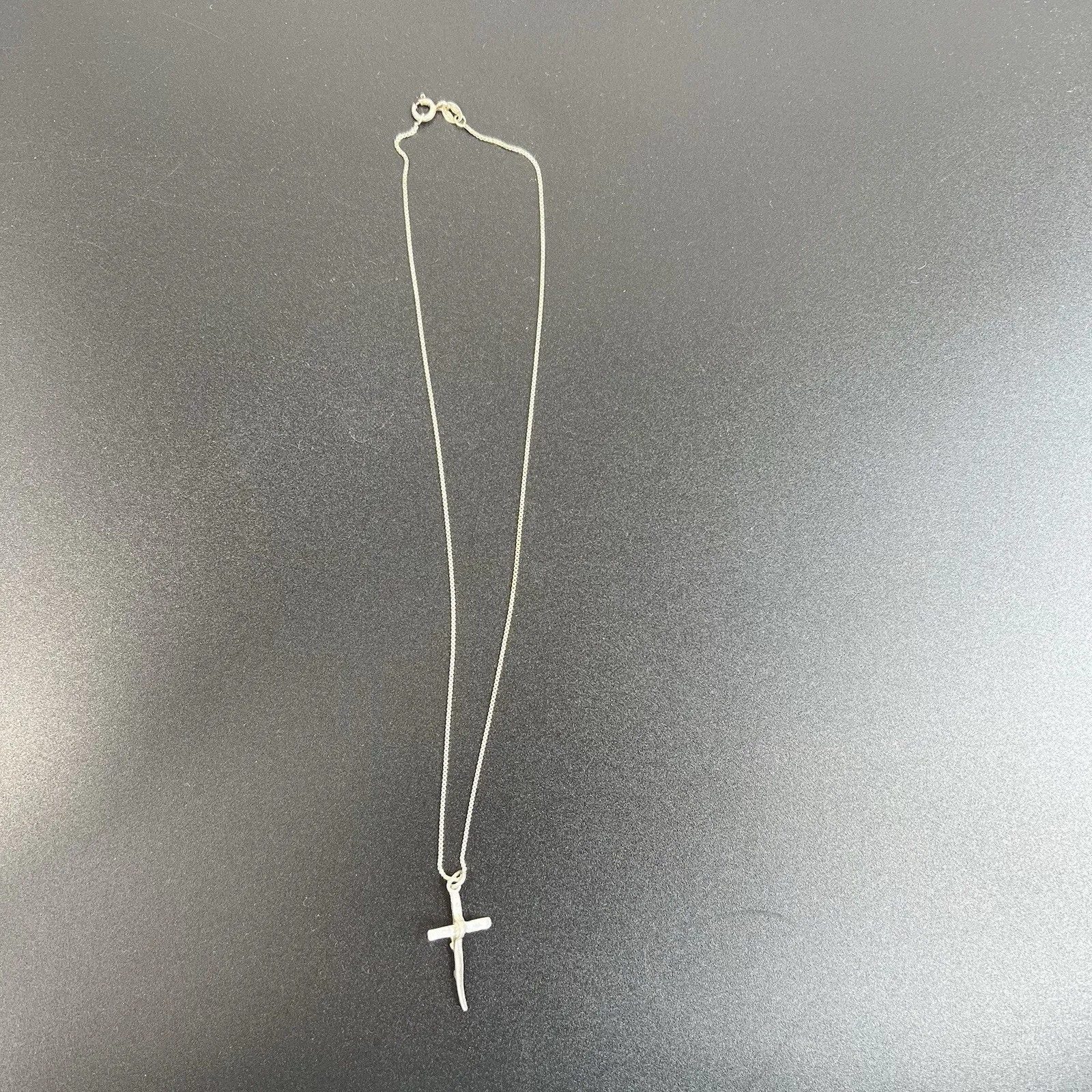 Sterling Silver 925 Crucifix Cross Pendant Chain Necklace Italy Dainty - Image 4