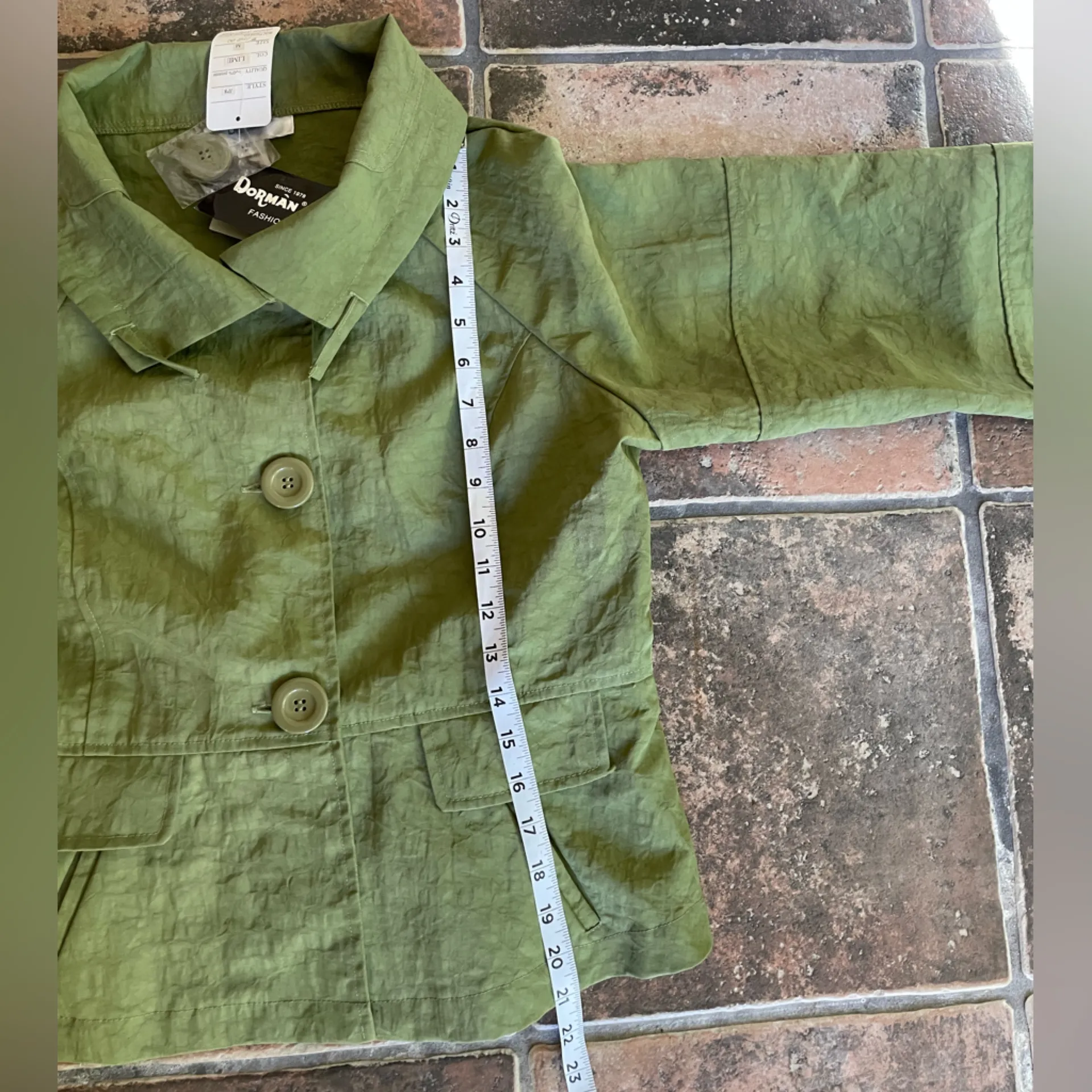 Green Peplum Button Up Jacket Collar Jacket Size M Size M - Image 10