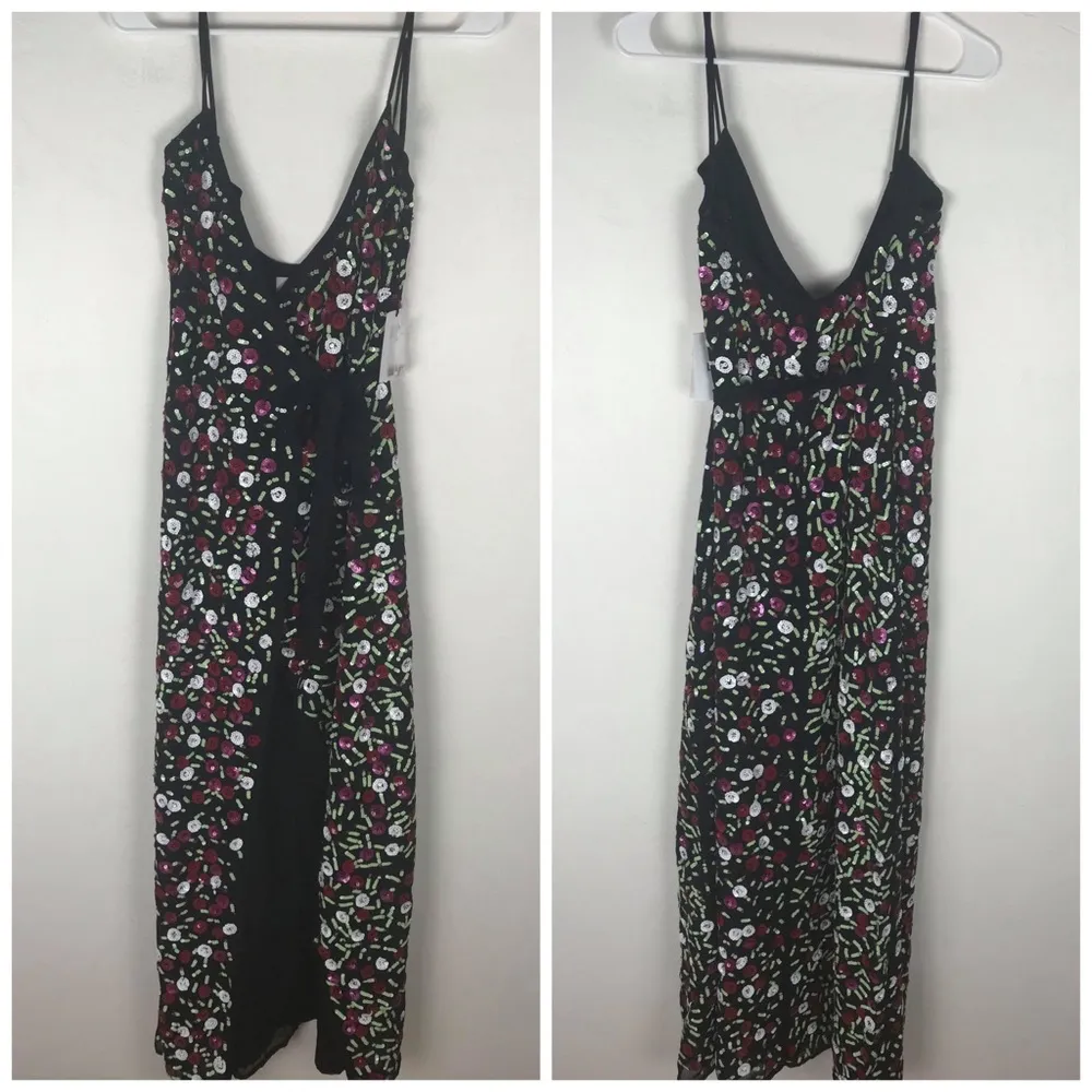 NWT LPA 138 Floral Sequin Wrap Maxi Dress - Image 5