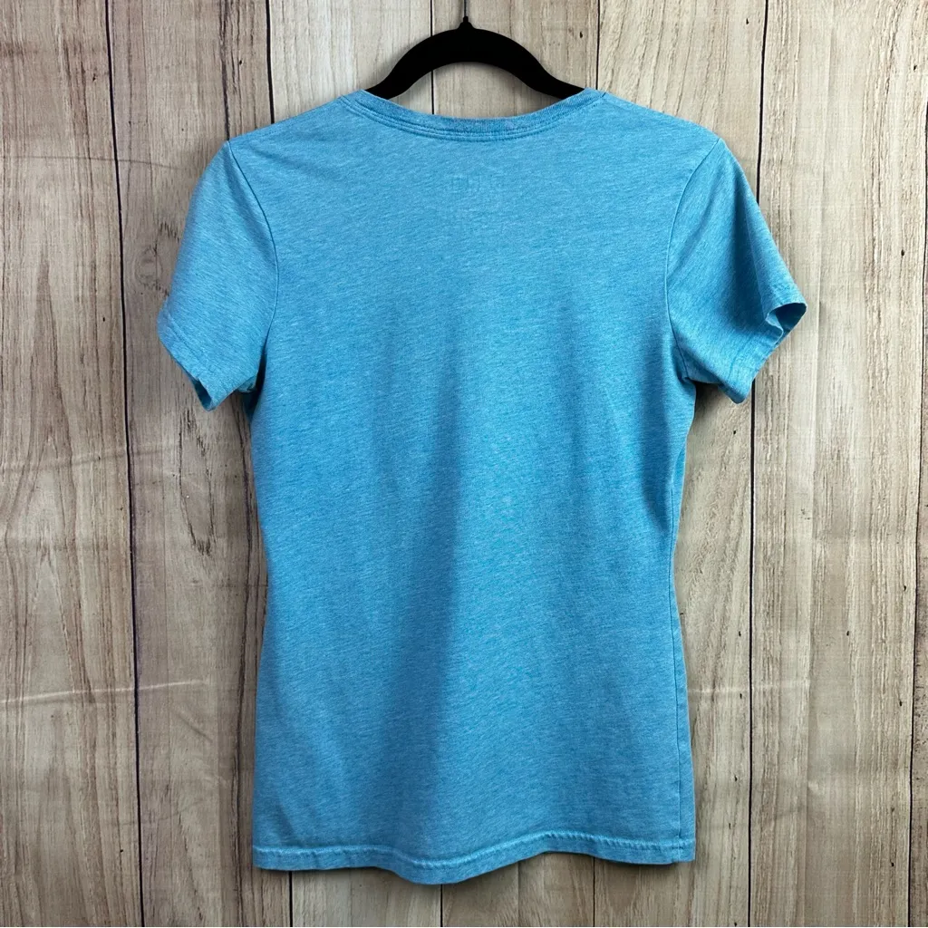 Nike Women's Light Blue V-Neck Dri-FIT Tee - Image 4