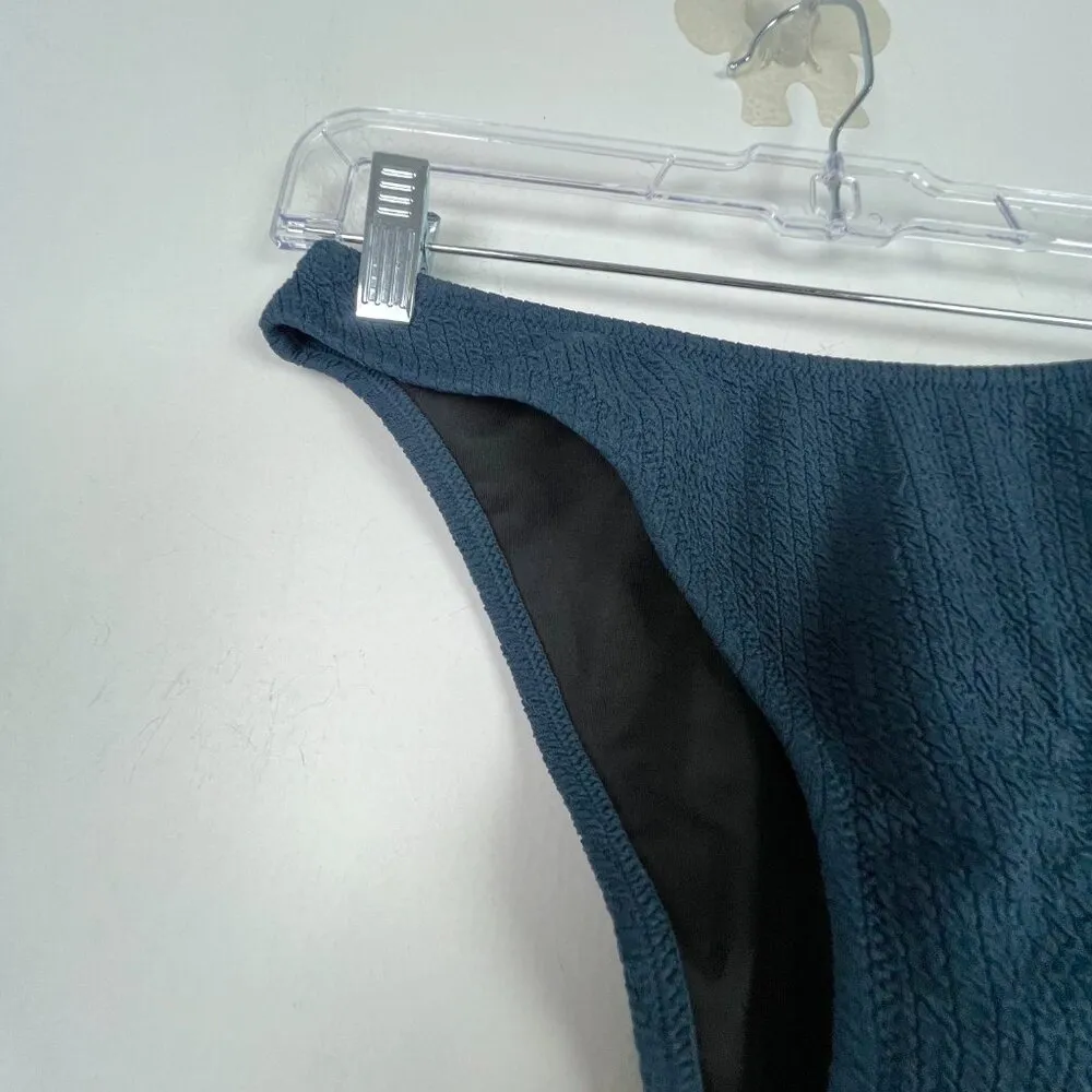 NWT J. Crew Textured Curved Waist Cheeky Bikini Bottom Navy Size Large L NEW - Image 2