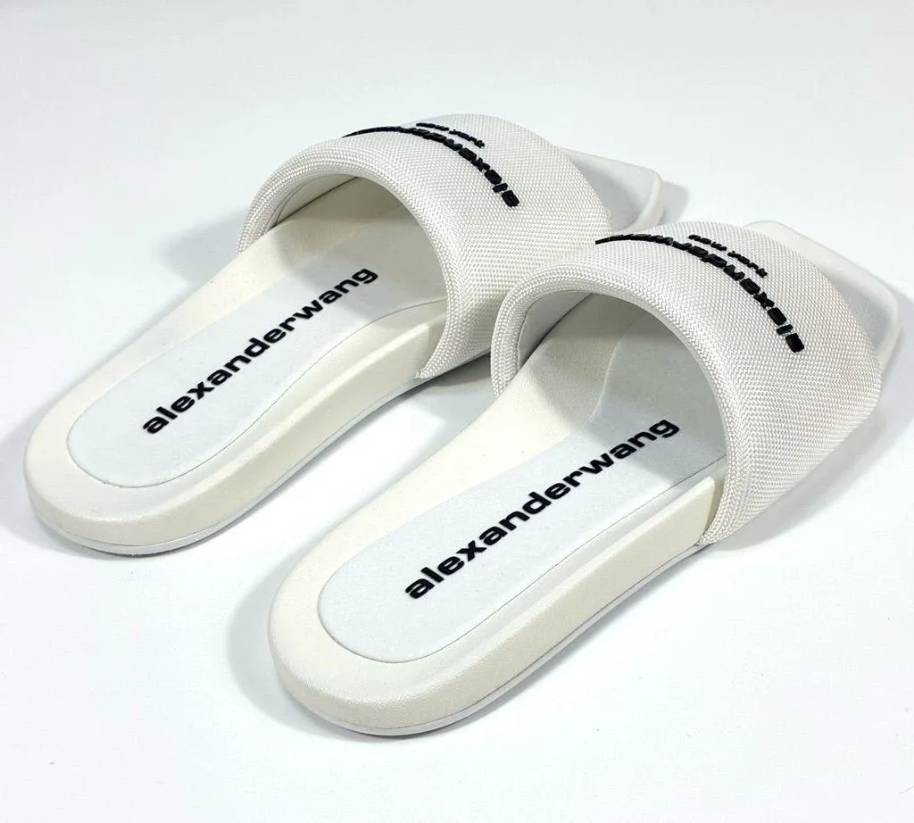 Alexander Wang Logo Pool Slides Sandals White EU 39 NEW 30221S059 - Image 9