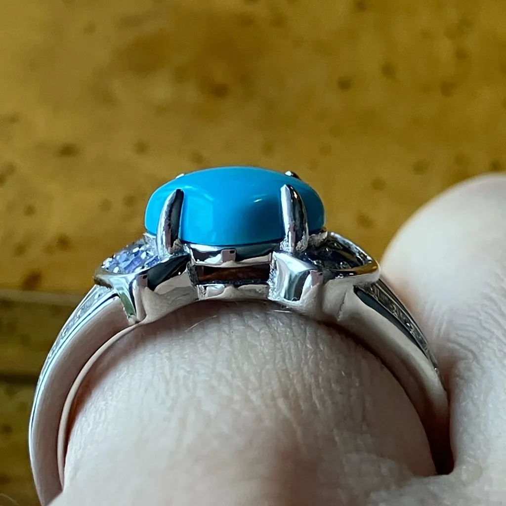 Sleeping Beauty Turquoise Tanzanite Sterling Silver Ring Size 8 Blue - Image 2