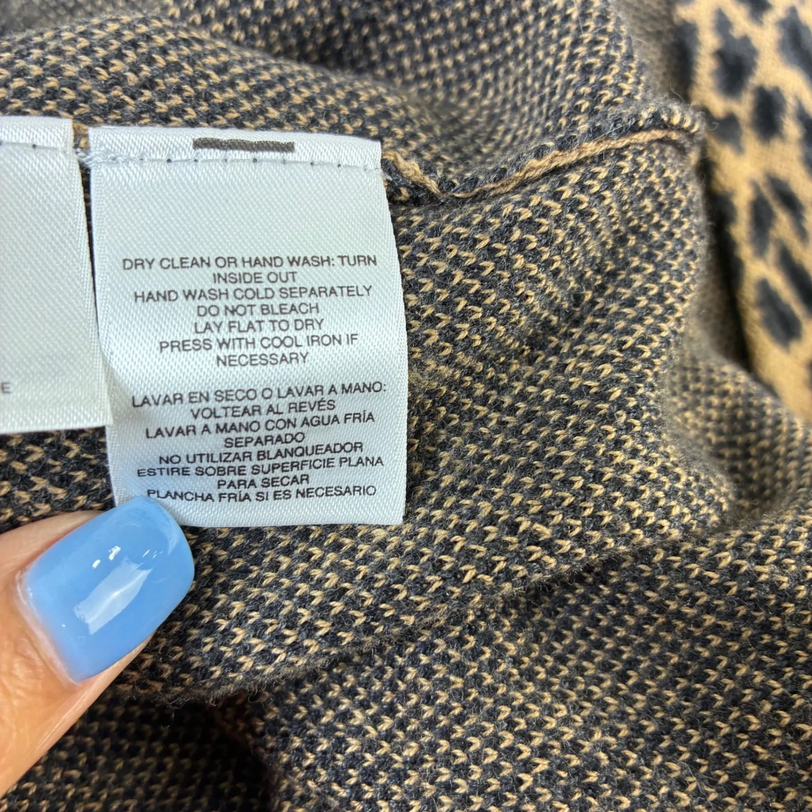 NWT Anne Klein Cardigan Leopard Print Knit Long‎ Sleeve Belted Midi Womens M - Image 8