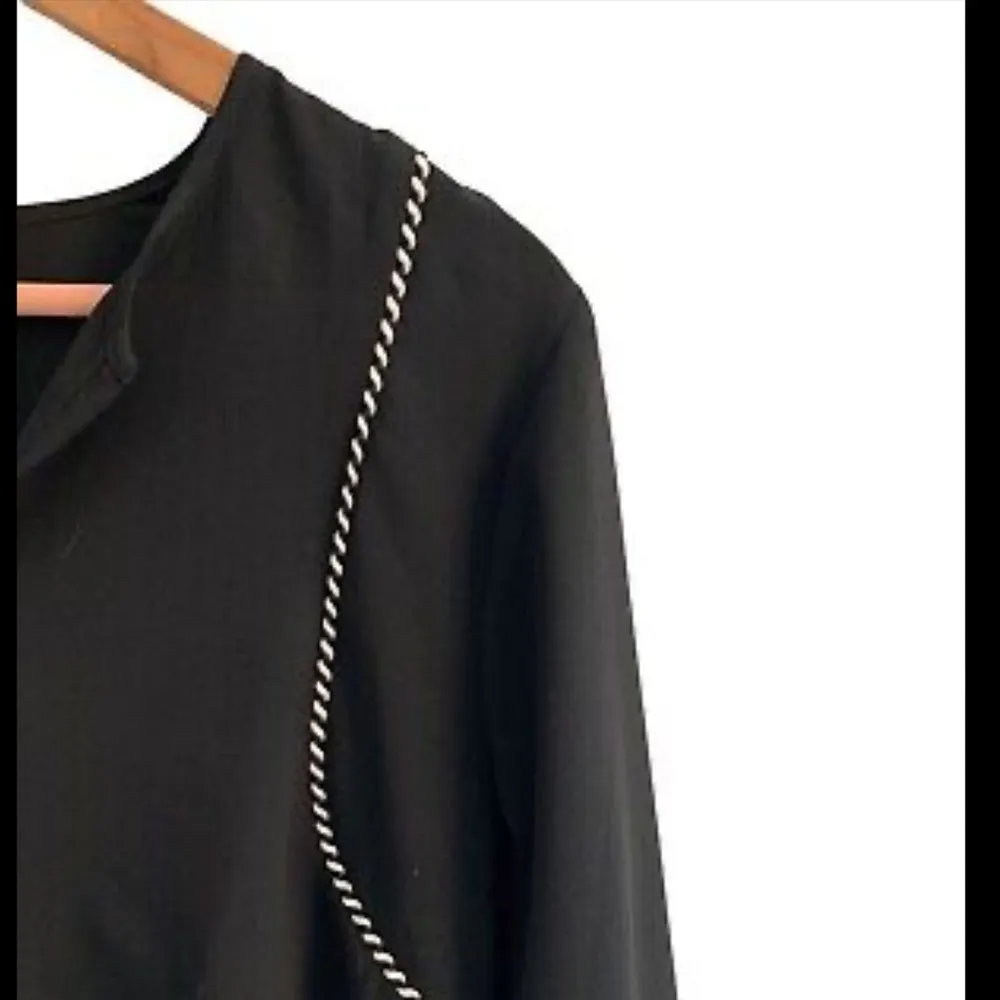 J. Crew black split neck tassel trim popover blouse - Image 8