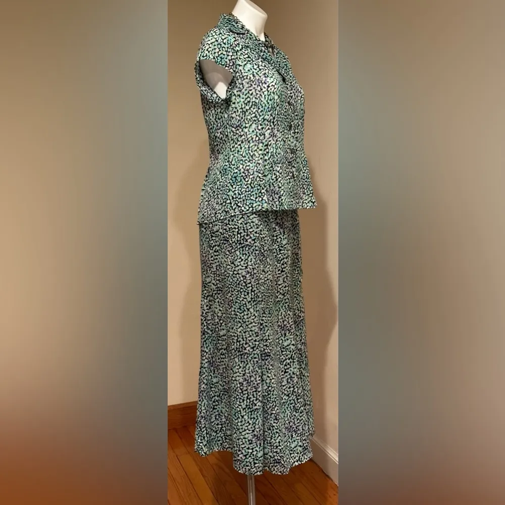 Studio  Purple Green Blue Black Sheer Skirt Set SZ 8 Light Material - Image 5