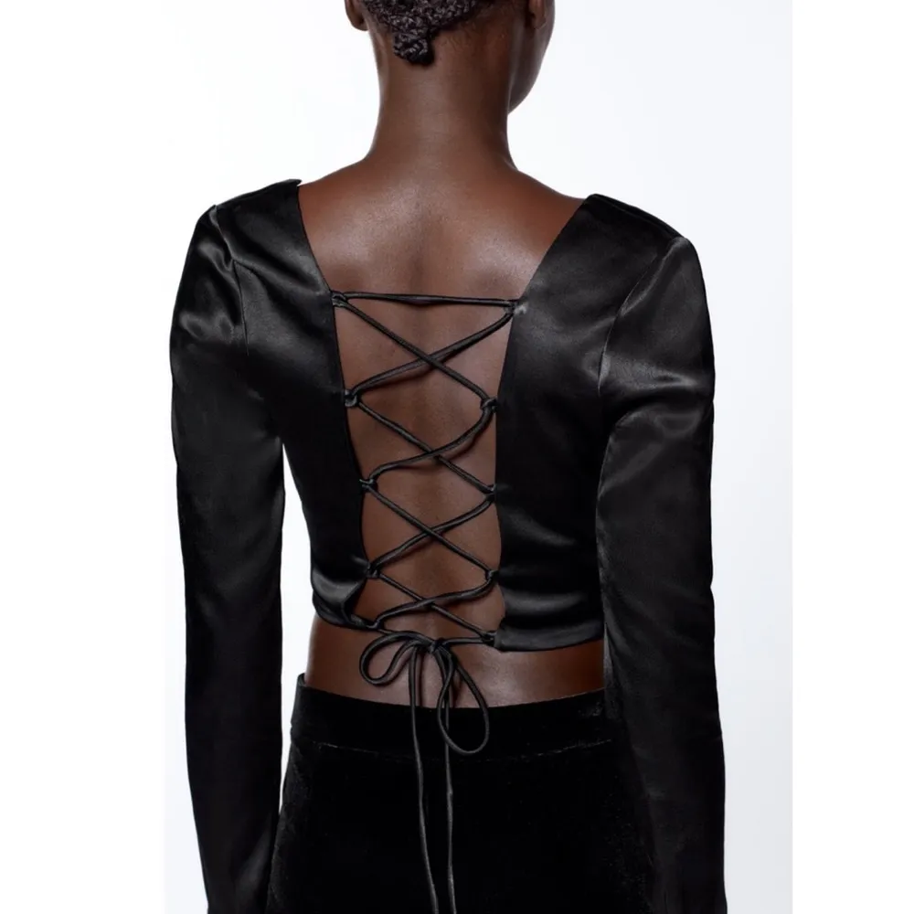 Zara | Satin Effect Lace Up Top - Image 3