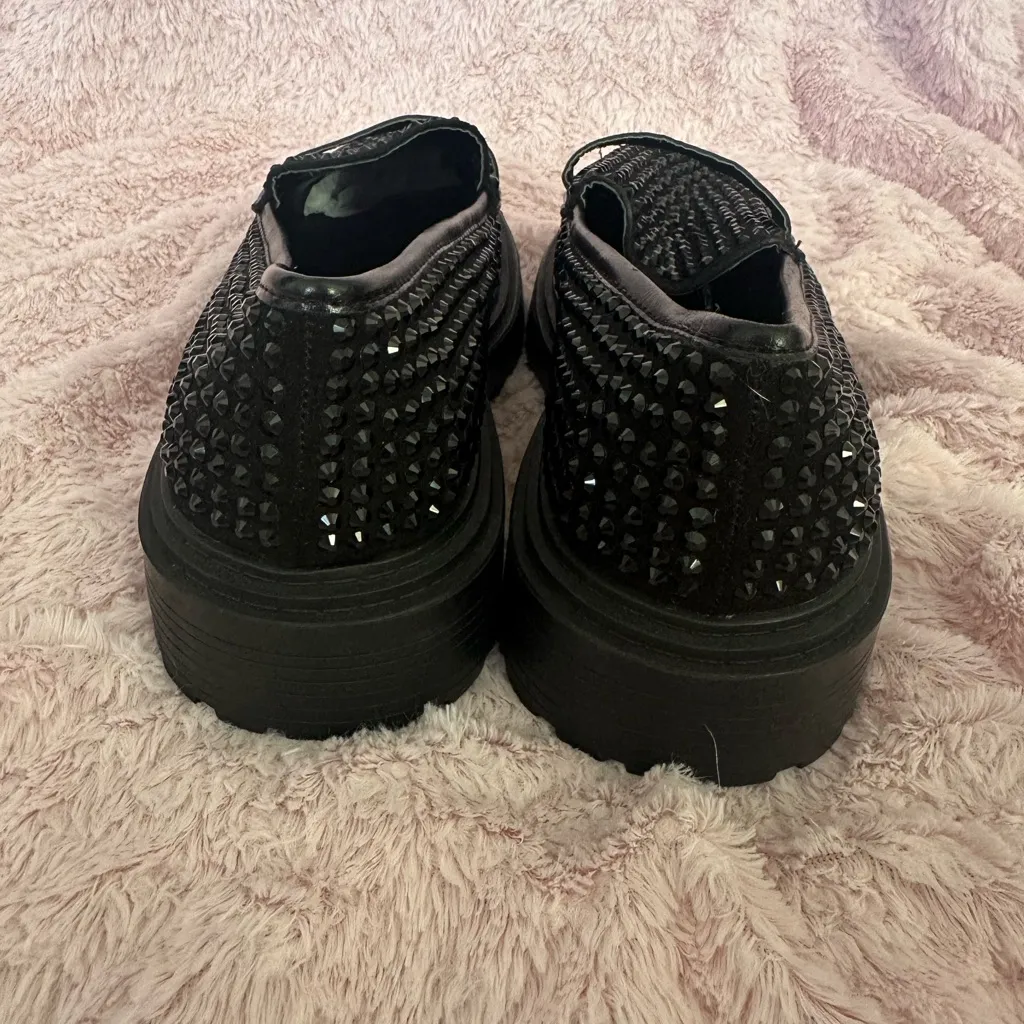 NEW Fashion To Figure Gem Women's Wide Crystal Chunky Black 90s Y2K Loafers 8W - Image 6