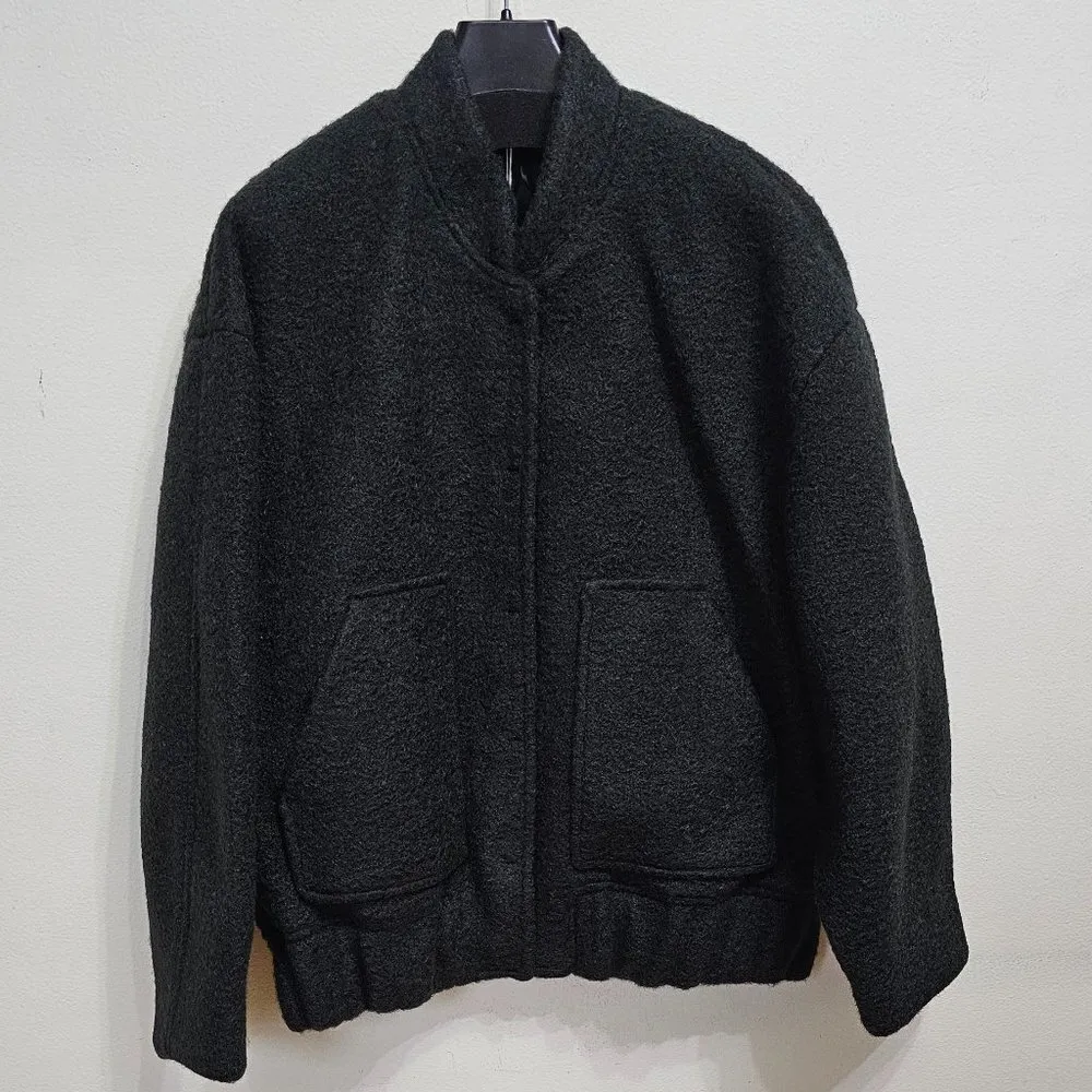 Mango Oversize Bomber Jacket Sugar Women Size XS 57065988 Black - Image 4