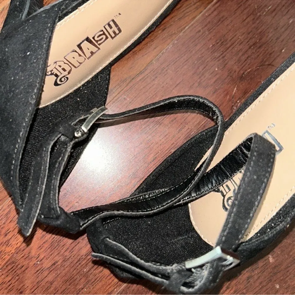 Brash Black Faux Suede Sandals(Size 10) - Image 8