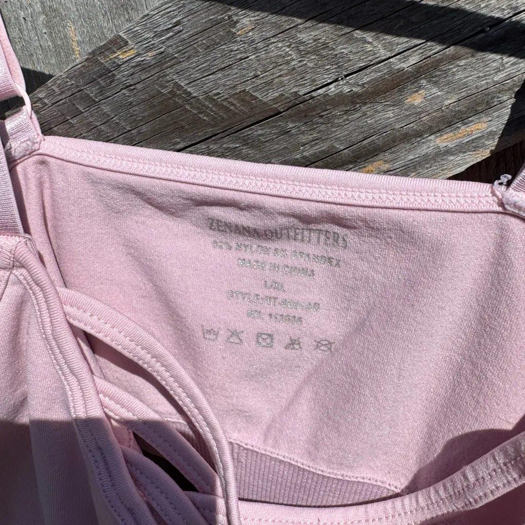 Zenana Outfitters Light Pink Criss Cross Back Bralette - Size L - Image 2