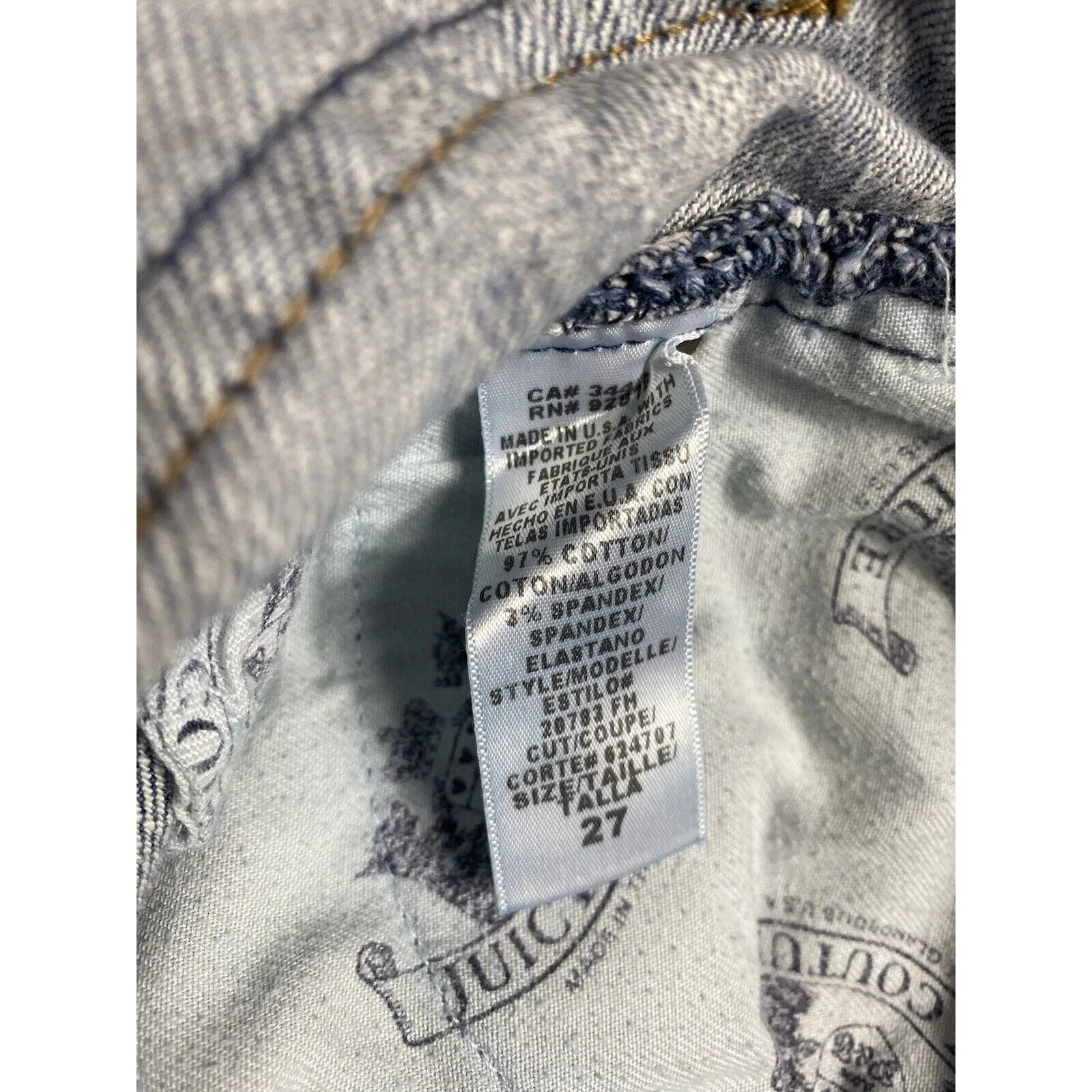 Juicy Couture Jean Shorts Womens 26x2 Blue Cut Off Shortie Frayed Low RiseTag 27 - Image 10