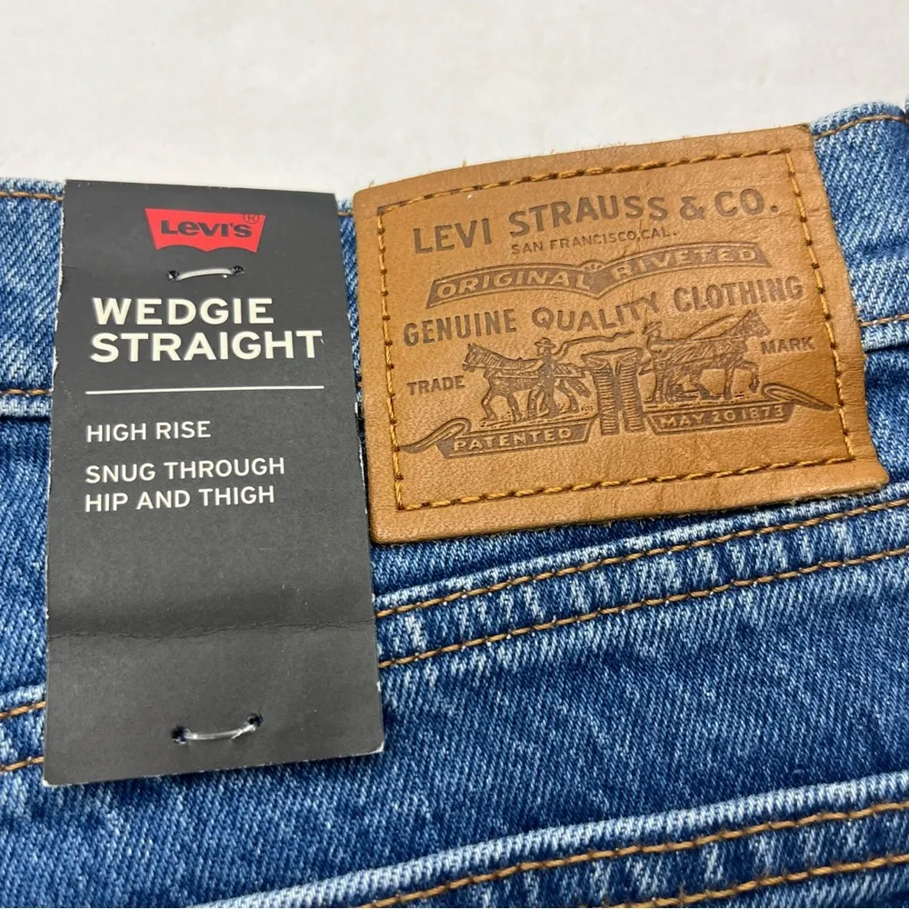 Levi’s Premium Denim Wedgie Straight Jean Womens Size 28 x 26 Blue High Rise NEW - Image 13
