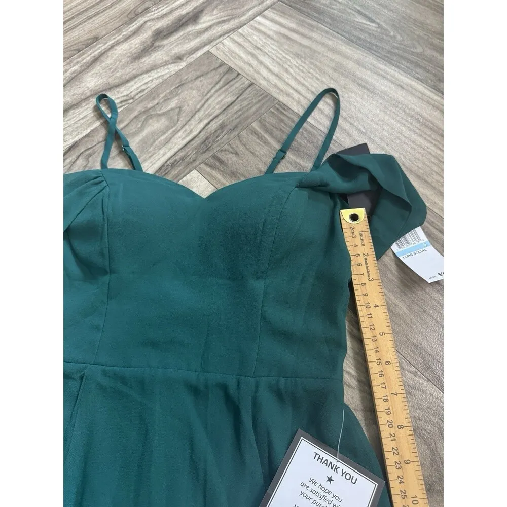 CITY STUDIOS Gown Juniors Dark Forest Cold Shoulder Lace Up Back Size 5 Green - Image 10