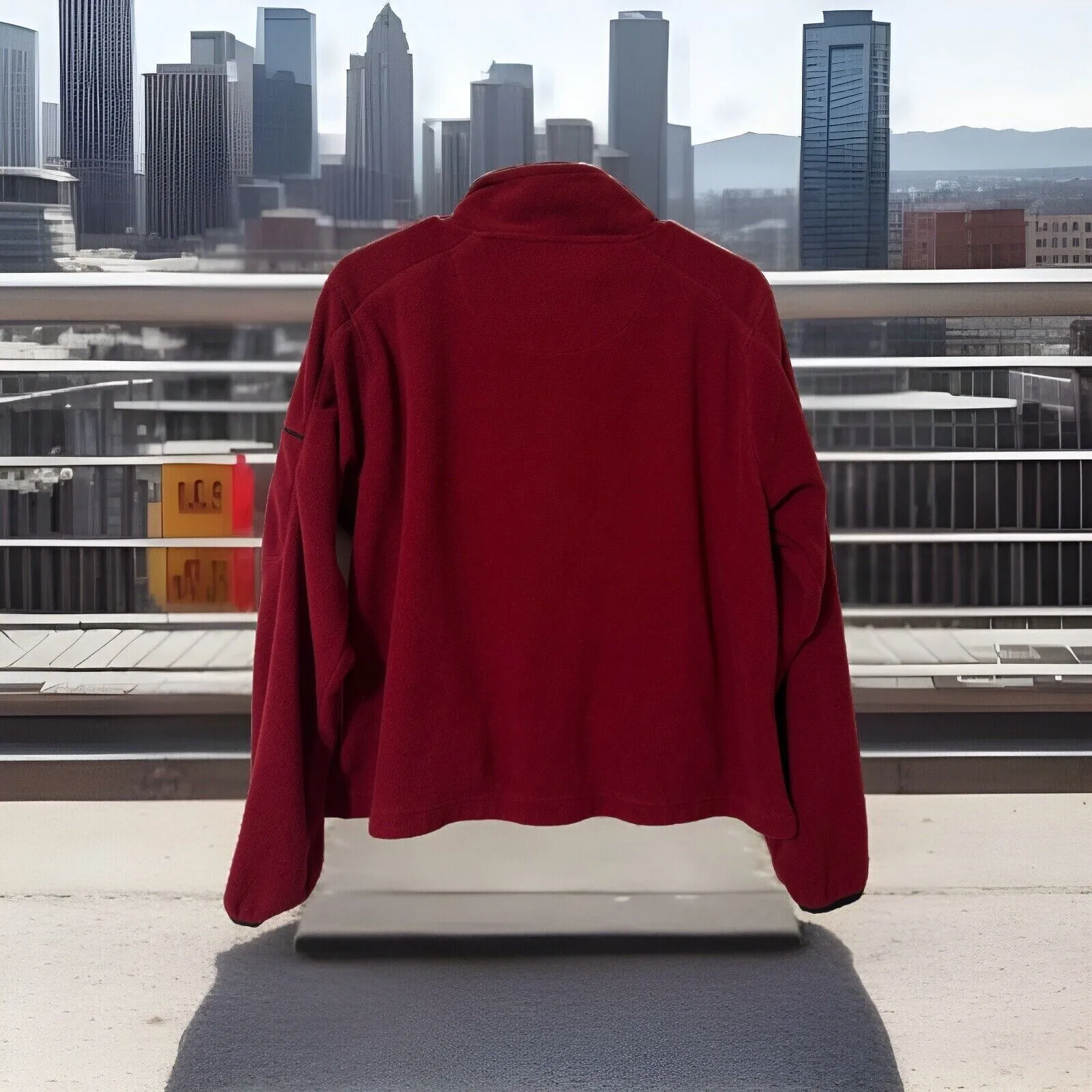 Vintage 90s Wilson Full Zip Athletic Fleece Hoodie Red Jacket - Image 7