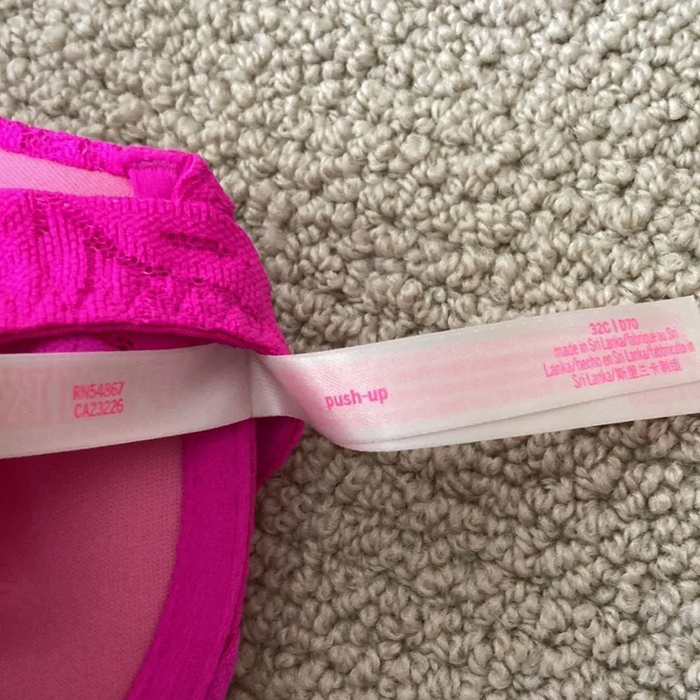 NEW Victoria’s Secret PINK Front Close Push-up Bra Floral Lace Pink Size 32C NIP - Image 9