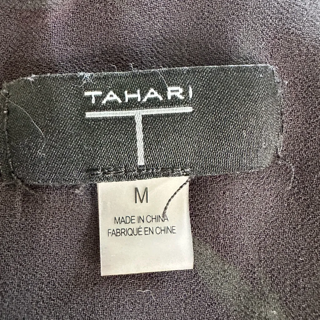 Tahari Floral Satin Cami Top Black Pink Lily Print V-Neck Spaghetti strap (1066) - Image 10