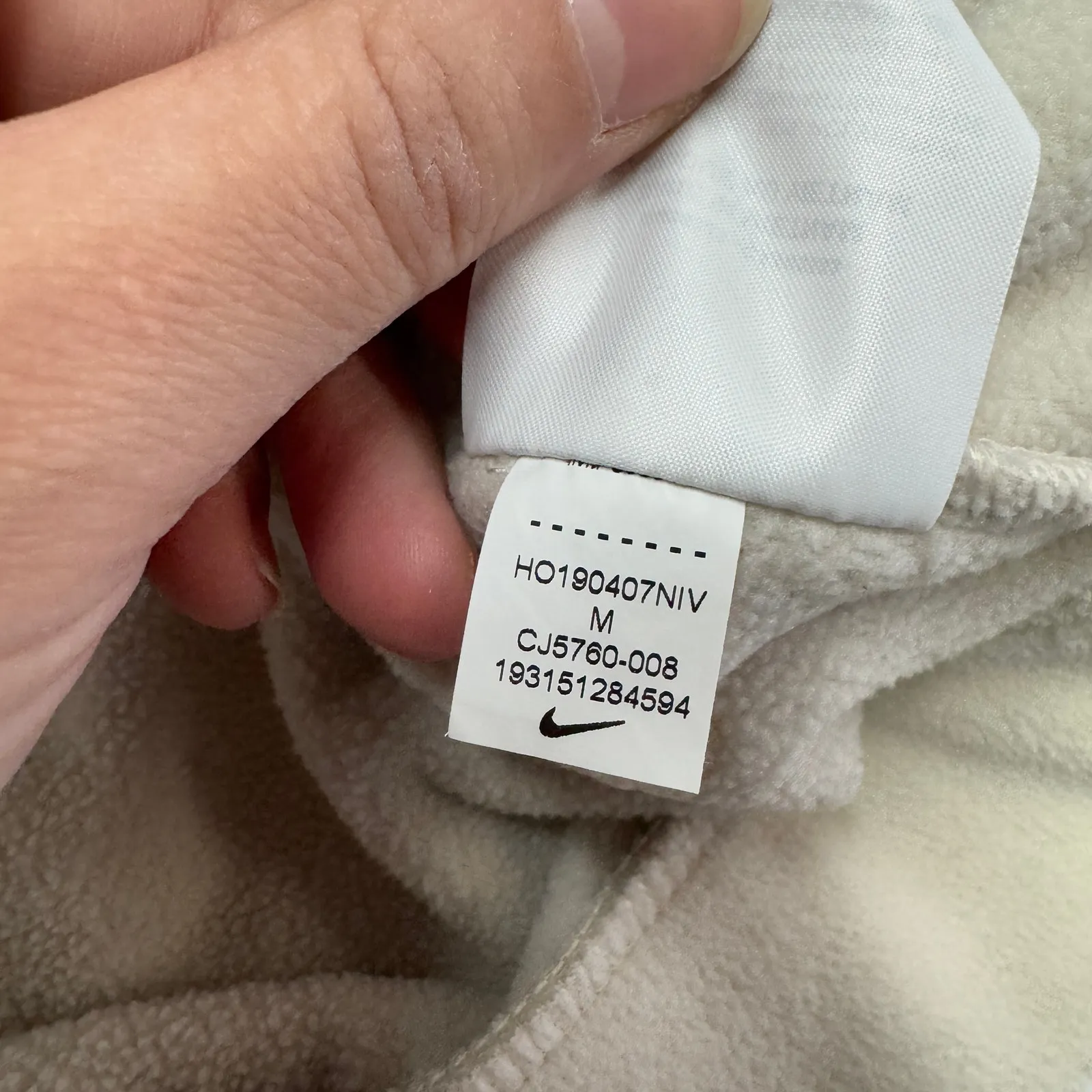 Nike Hoodie Womens Medium Cream Fleece Training Pullover Sweater‎ - Image 5