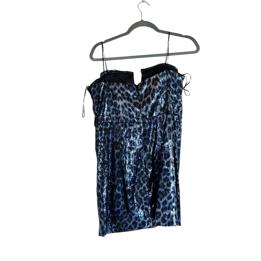 NWT Zara Short Minj Sequin Dress Leopard Print Festive Days Navy XL - Image 12