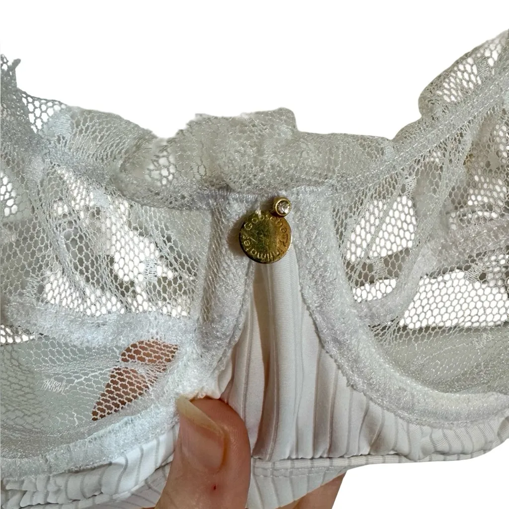 Gooseberry Intimates Venice Demi Balconette Bra White Lace Swiss Dot Small - Image 8