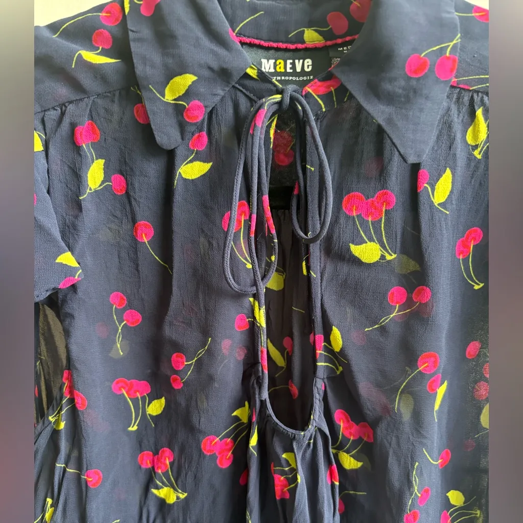 Maeve by Anthropologie Cherry‎ U- Neck Popover Blouse - Image 3